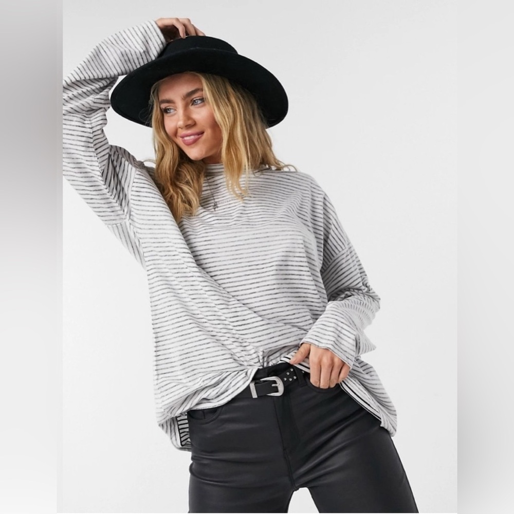 Free People We The Free Be Free Striped Tunic in Ivory & Black